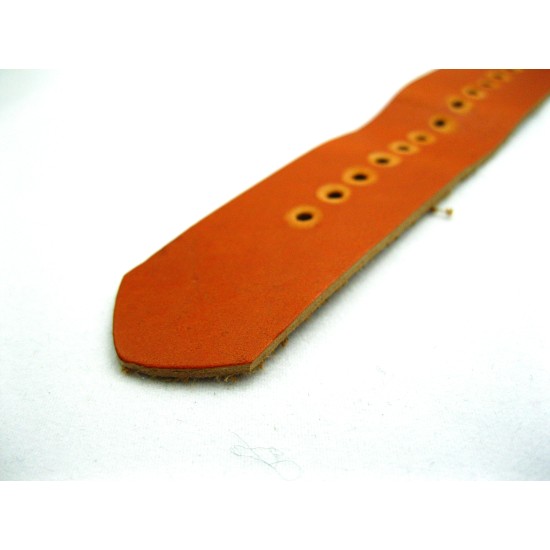 HNS Handmade Antique Vintage Style Honey Calf Leather Watch Strap With 3 PVD Coated Stainless Steel Rings