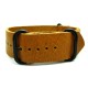 HNS Handmade Antique Vintage Style Walnut Calf Leather Watch Strap With 3 PVD Coated Stainless Steel Rings
