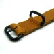 HNS Handmade Antique Vintage Style Walnut Calf Leather Watch Strap With 3 PVD Coated Stainless Steel Rings