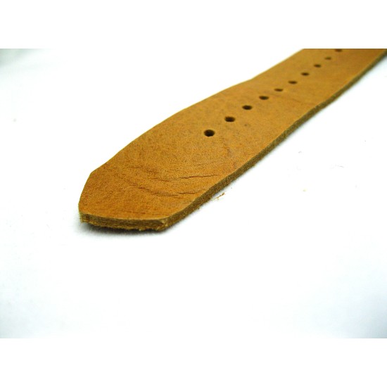 HNS Handmade Antique Vintage Style Walnut Calf Leather Watch Strap With 3 PVD Coated Stainless Steel Rings