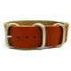 HNS Handmade Nut Brown Calf Leather Watch Strap With 5 Matt Stainless Steel Rings