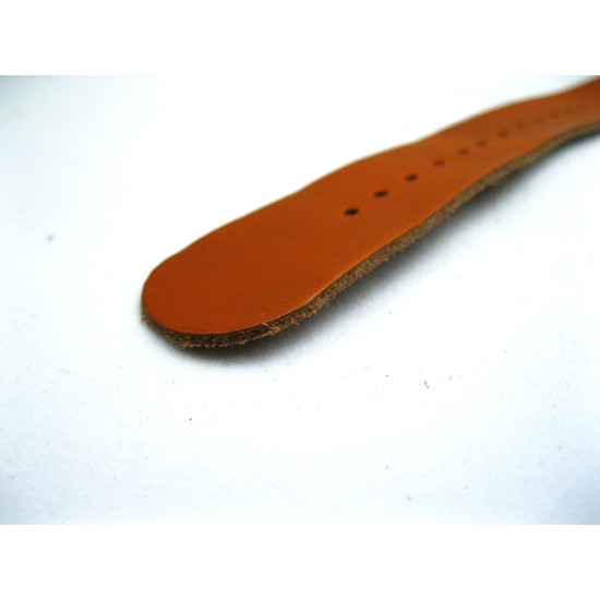 HNS Handmade Nut Brown Calf Leather Watch Strap With 5 Matt Stainless Steel Rings