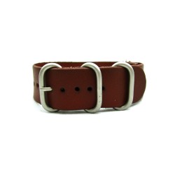HNS Handmade Chocolate Brown  Calf Leathe Watch Strap With 5 Matt Stainless Steel Rings
