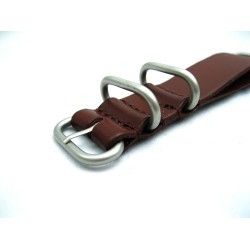 HNS Handmade Chocolate Brown  Calf Leathe Watch Strap With 5 Matt Stainless Steel Rings