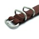 HNS Handmade Chocolate Brown  Calf Leathe Watch Strap With 5 Matt Stainless Steel Rings