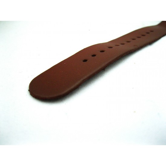 HNS Handmade Chocolate Brown  Calf Leathe Watch Strap With 5 Matt Stainless Steel Rings