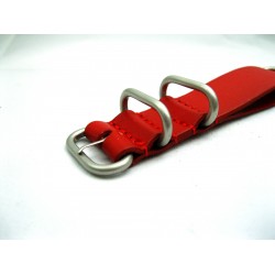 HNS Handmade Red Calf Leather Watch Strap With 5 Matt Stainless Steel Rings