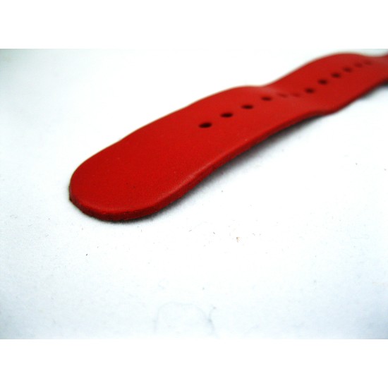 HNS Handmade Red Calf Leather Watch Strap With 5 Matt Stainless Steel Rings