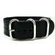 HNS Handmade Black Calf Leather Watch Strap With 5 Polished Stainless Steel Rings
