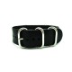HNS Handmade Black Calf Leather Watch Strap With 5 Polished Stainless Steel Rings