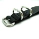 HNS Handmade Black Calf Leather Watch Strap With 5 Polished Stainless Steel Rings