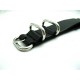 HNS Handmade Black Calf Leather Watch Strap With 5 Polished Stainless Steel Rings
