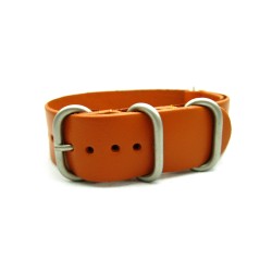 HNS Handmade Honey Calf Leather Watch Strap With 5 Matt Stainless Steel Rings