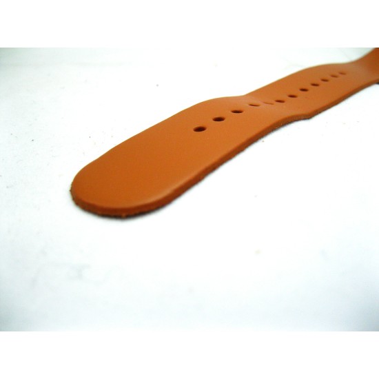 HNS Handmade Honey Calf Leather Watch Strap With 5 Matt Stainless Steel Rings