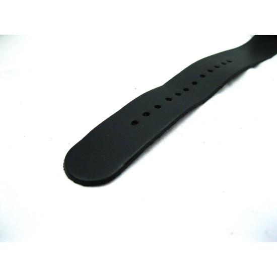 HNS Handmade Black Calf Leather Watch Strap With 5 Matt Stainless Steel Rings