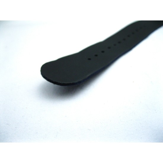 HNS Handmade Matt Black Calf Leather Watch Strap With 5 Matt Stainless Steel Rings