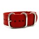 HNS Handmade Red Calf Leather Watch Strap With 5 Polished Stainless Steel Rings