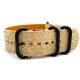 HNS Handmade Rough Style Light Tan Calf Leather Watch Strap With 4 PVD Coated Stainless Steel Rings