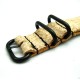 HNS Handmade Rough Style Light Tan Calf Leather Watch Strap With 4 PVD Coated Stainless Steel Rings
