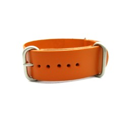 HNS Handmade Honey Calf Leather Watch Strap With 3 Matt Stainless Steel Rings