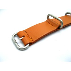 HNS Handmade Honey Calf Leather Watch Strap With 3 Matt Stainless Steel Rings