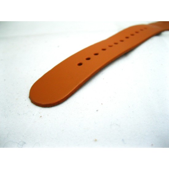 HNS Handmade Honey Calf Leather Watch Strap With 3 Matt Stainless Steel Rings