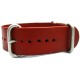 HNS Handmade Red Brown Calf Leather Watch Strap With 3 Matt Stainless Steel Rings