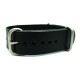HNS Handmade Black Calf Leather Watch Strap With 3 Matt Stainless Steel Rings