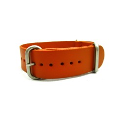 HNS Handmade Honey Brown Calf Leather Watch Strap With 3 Matt Stainless Steel Rings