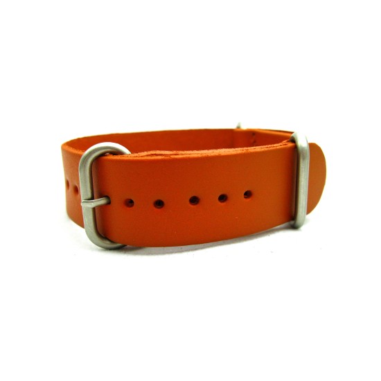 HNS Handmade Honey Brown Calf Leather Watch Strap With 3 Matt Stainless Steel Rings