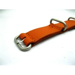 HNS Handmade Honey Brown Calf Leather Watch Strap With 3 Matt Stainless Steel Rings