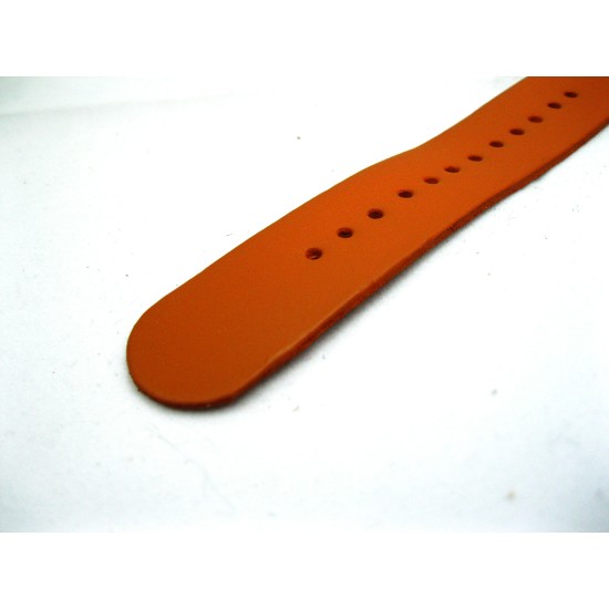 HNS Handmade Honey Brown Calf Leather Watch Strap With 3 Matt Stainless Steel Rings