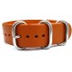 HNS Handmade Honey Calf Leather Watch Strap With 5 Polished Stainless Steel Rings