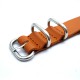 HNS Handmade Honey Calf Leather Watch Strap With 5 Polished Stainless Steel Rings