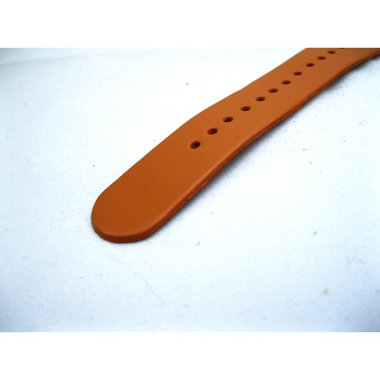 HNS Handmade Honey Calf Leather Watch Strap With 5 Polished Stainless Steel Rings