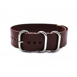 HNS Handmade Dark Brown Calf Leather Watch Strap With 5 Polished Stainless Steel Rings