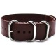 HNS Handmade Dark Brown Calf Leather Watch Strap With 5 Polished Stainless Steel Rings