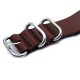 HNS Handmade Dark Brown Calf Leather Watch Strap With 5 Polished Stainless Steel Rings