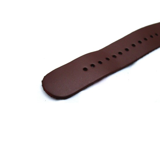 HNS Handmade Dark Brown Calf Leather Watch Strap With 5 Polished Stainless Steel Rings