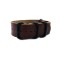 HNS Handmade Vintage Style Dark Brown Calf Leather Watch Strap With 5 PVD Coated Stainless Steel Rings