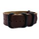 HNS Handmade Vintage Style Dark Brown Calf Leather Watch Strap With 5 PVD Coated Stainless Steel Rings