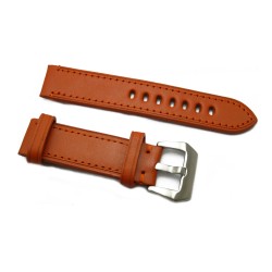 HNS Handmade Red Brown Calf Leather Watch Strap With 2 Leather Rings