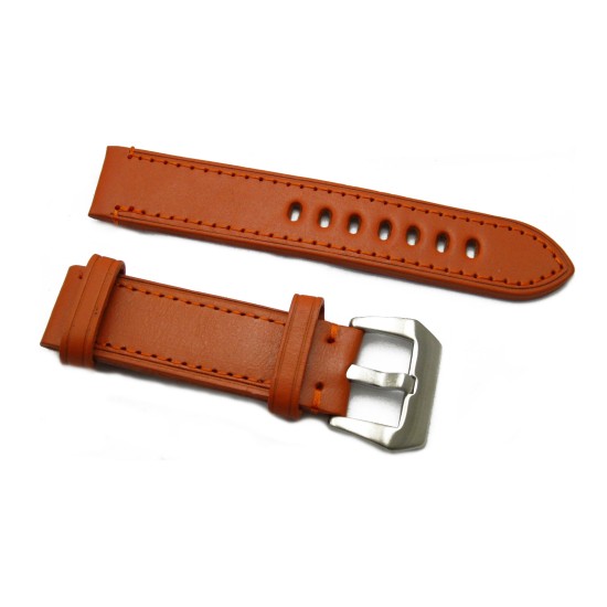 HNS Handmade Red Brown Calf Leather Watch Strap With 2 Leather Rings