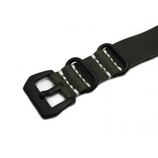 HNS Handmade Antique Vintage Style Olive Calf Leather Watch Strap With PVD Coated PRE-V Buckle