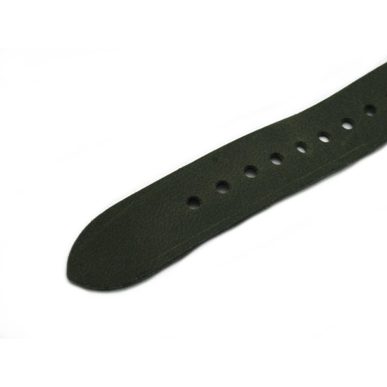 HNS Handmade Antique Vintage Style Olive Calf Leather Watch Strap With PVD Coated PRE-V Buckle