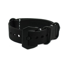 HNS Handmade Antique Vintage Style Black Calf Leather Watch Strap With PVD Coated PRE-V Buckle