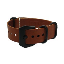 HNS Handmade Antique Vintage Style Honey Calf Leather Watch Strap With PVD Coated PRE-V Buckle