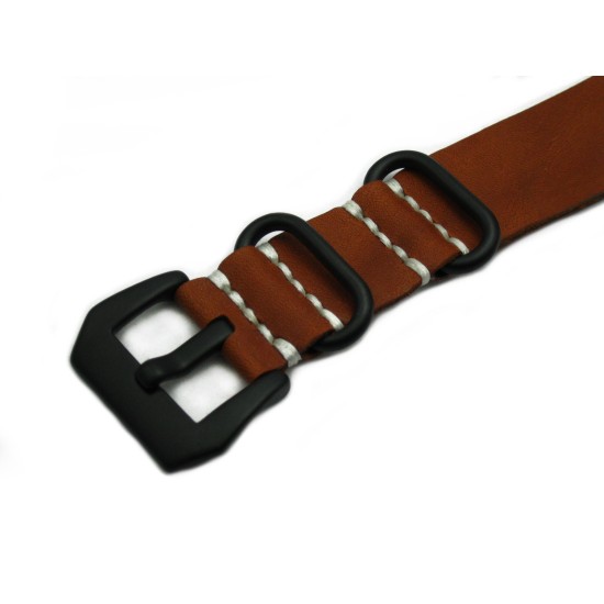 HNS Handmade Antique Vintage Style Honey Calf Leather Watch Strap With PVD Coated PRE-V Buckle