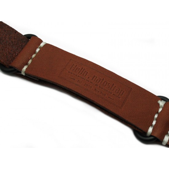 HNS Handmade Antique Vintage Style Honey Calf Leather Watch Strap With PVD Coated PRE-V Buckle