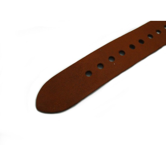 HNS Handmade Antique Vintage Style Honey Calf Leather Watch Strap With PVD Coated PRE-V Buckle